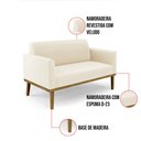 Ver imagem 6 de Sofá Namoradeira com 2 Poltronas Base de Madeira Fixa Castanho Marisa Veludo D03 - D'Rossi Bege