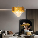 Ver imagem 2 de Lustre Pendente 67x50cm104 Cristais 6xe14 Vana Dourado Gold Luminária Teto Gimpo Kjdd-vg4