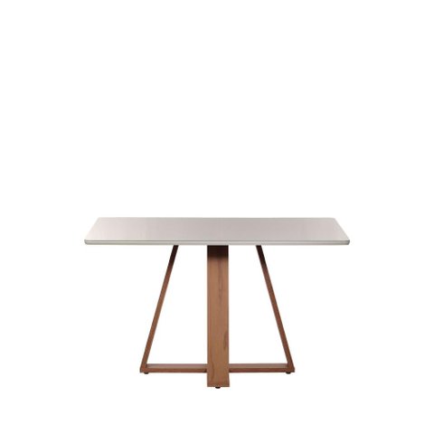 Mesa de Jantar Retangular C/ Vidro para 6 Lugares Avena 160 Cm - Canella C/ Off White Fosco