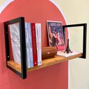 Ver imagem 2 de Prateleira de Ferro e Madeira Industrial de Parede Style 1 Prateleira 60cm Nozes e Preto