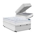 Ver imagem 1 de Cama Box Baú Casal Tecido Sintético Branco com Colchão Toronto Molas Ensacadas Branco D33