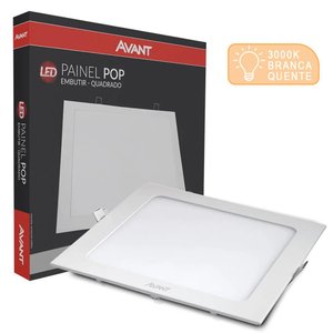 Painel Led Embutir Quadrado 30w 3000K Bivolt Branco Quente Avant
