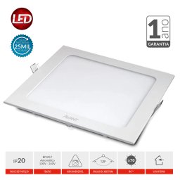 Painel Led Embutir Quadrado 30w 3000K Bivolt Branco Quente Avant - 2