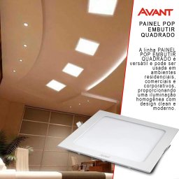 Painel Led Embutir Quadrado 30w 3000K Bivolt Branco Quente Avant - 3