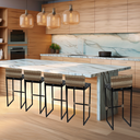 Ver imagem 6 de Kit 5 Banquetas Quadrada Junco Cappuccino para Balcão Ilha Cozinha Área Gourmet Bancada Piscina Bar