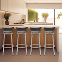 Ver imagem 6 de Kit 4 Banquetas Alta Vime Junco Degradê Sacada Àrea Gourmet Balcão Ilha Bancada bar piscina Cozinha