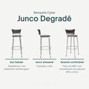 Ver imagem 3 de Kit 4 Banquetas Alta Vime Junco Degradê Sacada Àrea Gourmet Balcão Ilha Bancada bar piscina Cozinha