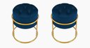 Ver imagem 1 de Kit 2 Puff Banqueta Estofado Decorativo Base de Ferro Capitonê Suede Azul Marinho Eli Móveis e Decor