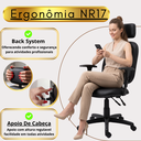 Ver mais imagens de Cadeira Escritório Ergonômica NR17 Back System Executiva Diretor Apoio Cabeça Regulável Giratória