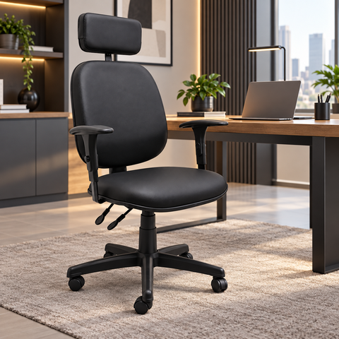 Cadeira Escritório Ergonômica NR17 Back System Executiva Diretor Apoio Cabeça Regulável Giratória