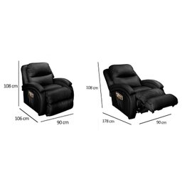 Poltrona Reclinável c/Massagem p/ Sala Divino Urbany Zero Wall Motorizada Vibro Giro, Balanço Couran - 5
