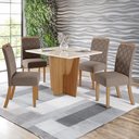 Ver imagem 1 de Mesa de Jantar 4 Lugares Artemis com Vidro Nature/off White/marrom Amêndoa - Panorama Móveis