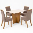 Ver imagem 2 de Mesa de Jantar 4 Lugares Artemis com Vidro Nature/off White/marrom Amêndoa - Panorama Móveis
