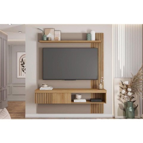 Painel Quarto P- Tv até 65 Pol Jade Ripada 150x183cm Buriti-fendi - Caemmun