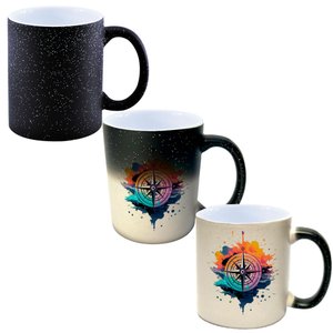 Caneca Mágica Glitter Muda de Cor Y2 Bussola Mar Colorida