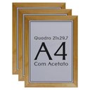 Ver imagem 1 de Kit 3 Unidades Moldura Madeira A4 21x30 Quadro e Certificado