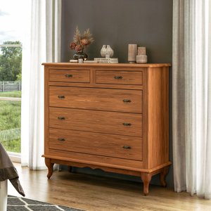 Cômoda 5 Gavetas Grande Pés Luiz Vx Imbuia Madeira