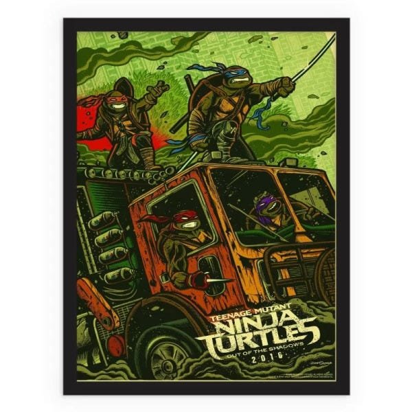 Quadro Decorativo Poster A4 As Tartarugas Ninja, desenho