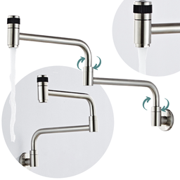 Torneira de Parede Cozinha Gourmet Modelo Articulavel Extensa Dobravel em Curva Cor Cromado Fosco -  - 7