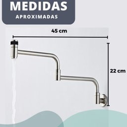 Torneira de Parede Cozinha Gourmet Modelo Articulavel Extensa Dobravel em Curva Cor Cromado Fosco -  - 6