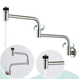 Torneira de Parede Cozinha Gourmet Modelo Articulavel Extensa Dobravel em Curva Cor Cromado Fosco -  - 1
