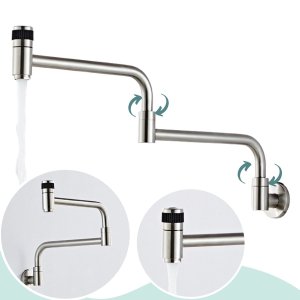 Torneira de Parede Cozinha Gourmet Modelo Articulavel Extensa Dobravel em Curva Cor Cromado Fosco - 