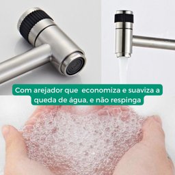 Torneira de Parede Cozinha Gourmet Modelo Articulavel Extensa Dobravel em Curva Cor Cromado Fosco -  - 4