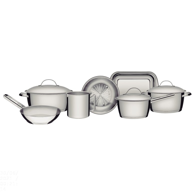 Jogo de Panelas Tramontina Allegra em Aço Inox com Fundo Triplo 7 Peças Tramontina Jogo de Panelas Tramontina Allegra em Aço Inox com Fundo Triplo 7 Peças Tramontina