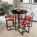 Ver imagem 1 de Conjunto Mesa Redonda Preta 4 Cadeiras Pequena Estofado Industrial Black