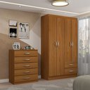 Ver imagem 1 de Guarda-roupa Solteiro Lucy 4 Portas 2 Gavetas com Cômoda 5 Gavetas Cinamomo - Panorama Móveis
