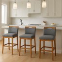 Ver imagem 1 de Kit 3 Banquetas Alta Cozinha Gourmet Conforto Linho:linho Cinza