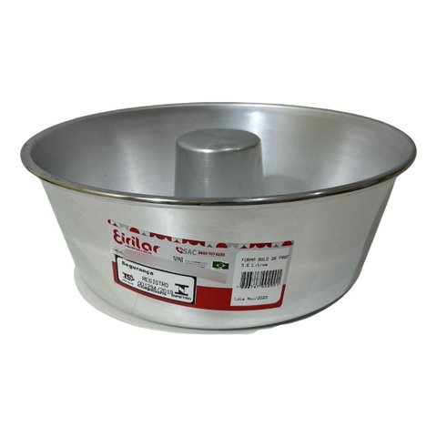 Forma de Alumínio para Bolo Pudim 26 Cm Furo Redonda Eirilar