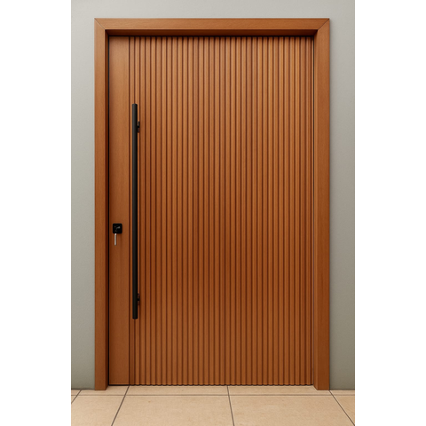 Folha de Porta Pivotante Modelo Ripado 210x1,12 Madeira Maciça de Tauari