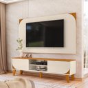 Ver imagem 5 de Conjunto Rack e Painel Duna 182cm TV 65 pol MDP 2 Portas Deslizantes Detalhes Curvos - Cinamomo/Offw