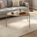 Ver imagem 1 de Mesa de Centro Bend Triangular MDF Metal 89cm Louro com Dourado