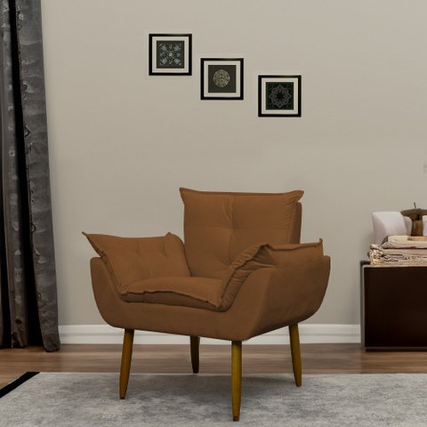 Poltrona Decorativa para Sala de Estar e Quarto Opala Suede Herrero:cobre