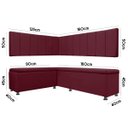 Ver imagem 6 de Kit Canto Alemão Liso para Casa Cozinha 1,25x1,60m Veludo Bordo Sofa Store