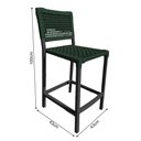 Ver imagem 3 de Kit 2 Banquetas França em Corda Náutica e Base em Alumínio Preta para Área Gourmet Verde Musgo