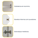 Ver imagem 3 de Guarda Roupa Amsterdam 4 Pts 2 Gavetas com Pés- Neve - Móveis Tcil