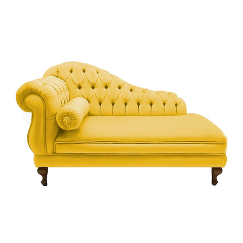 Recamier Divã Namoradeira Larissa 185cm Direito de Quem Senta Suede Amarelo - Incasa Decor