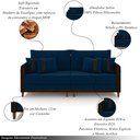 Ver imagem 3 de Sofá Montecarlo 3 Lugares 252cm Veludo/pu Azul/marrom