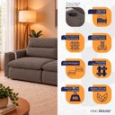 Ver imagem 3 de Sofá Retrátil Reclinável Lugano 2,20m USB e Porta Copos Linho Marrom - King House