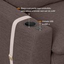 Ver mais imagens de Sofá Retrátil Reclinável Lugano 2,20m USB e Porta Copos Linho Marrom - King House
