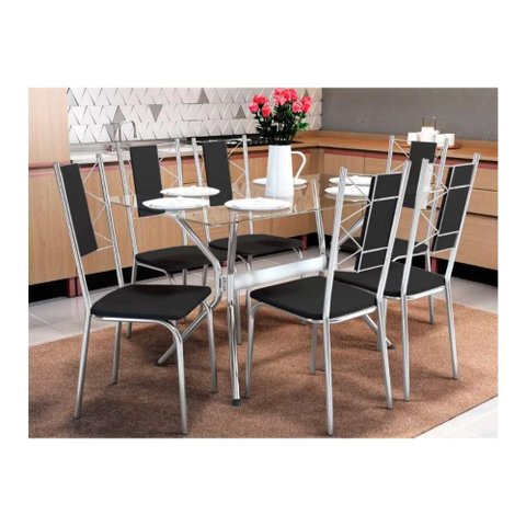 Mesa Cozinha Loire 150 + 6 Cad Lisboa Cromado Kappesberg