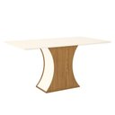 Ver imagem 1 de Mesa de Jantar Selena Canto Reto com Vidro 160x90 Nature/Off White - Móveis Henn