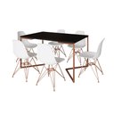 Ver imagem 2 de Mesa Jantar Industrial Retangular 137x90cm Preta Base V com 6 Cadeiras Eames Eiffel Brancas Base Cob