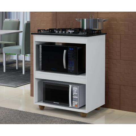 Balcão para Cooktop e Forno Turim Kaiki Móveis - Branco