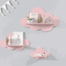 Trio De Prateleiras De Nuvens Nichos Decoração Quarto Bebê 9mm:Rosa - 1
