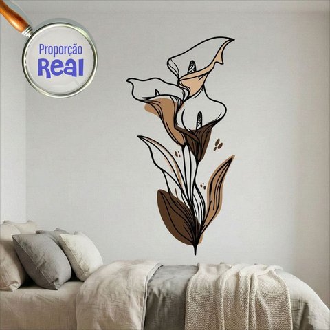 Adesivo Floral Boho Marrom Estilo Nórdico 75x150 Minimalista Mod.04