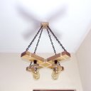 Ver imagem 4 de Luminária Lustre Pendente Rústico Retro Madeira 65x65cm